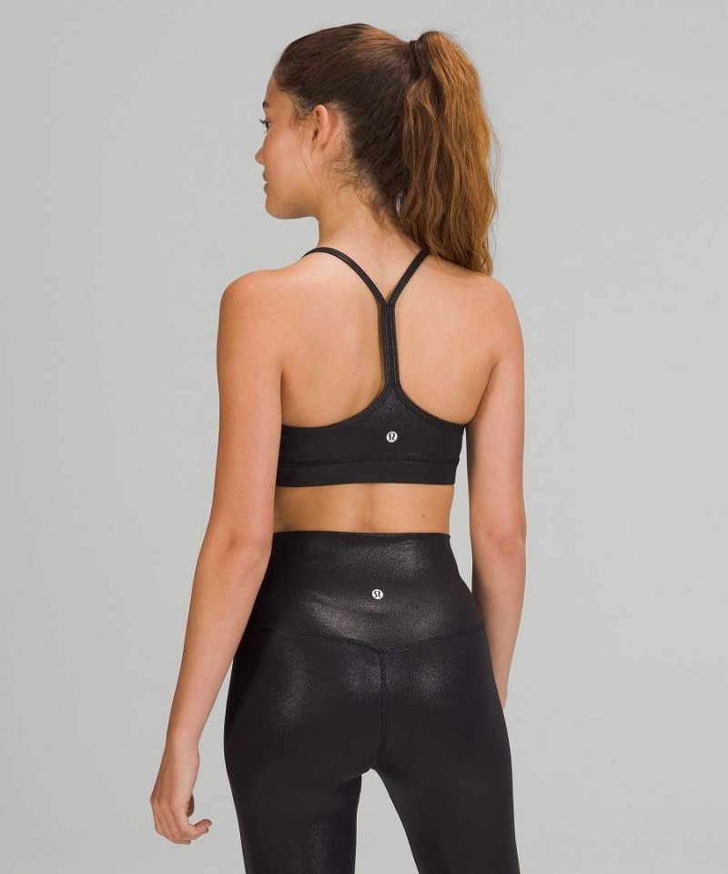 Lululemon Flow Y Bra Nulu Shine Light Support, A–C Cups Sport BH Damen Schwarz | 1907YAWVC