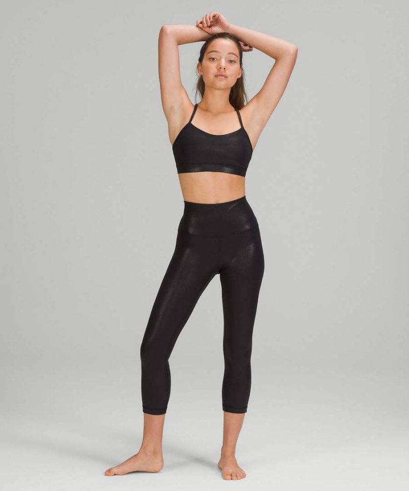 Lululemon Flow Y Bra Nulu Shine Light Support, A–C Cups Sport BH Damen Schwarz | 1907YAWVC