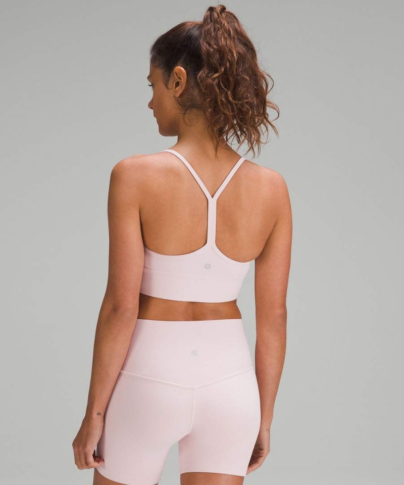 Lululemon Flow Y Nulu Longline Bra Light Support, A–C Cups Sport BH Damen Rosa | 1235CKYDU