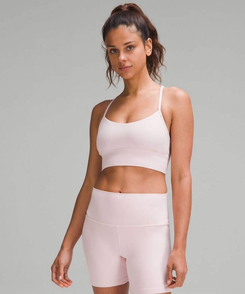 Lululemon Flow Y Nulu Longline Bra Light Support, A–C Cups Sport BH Damen Rosa | 1235CKYDU