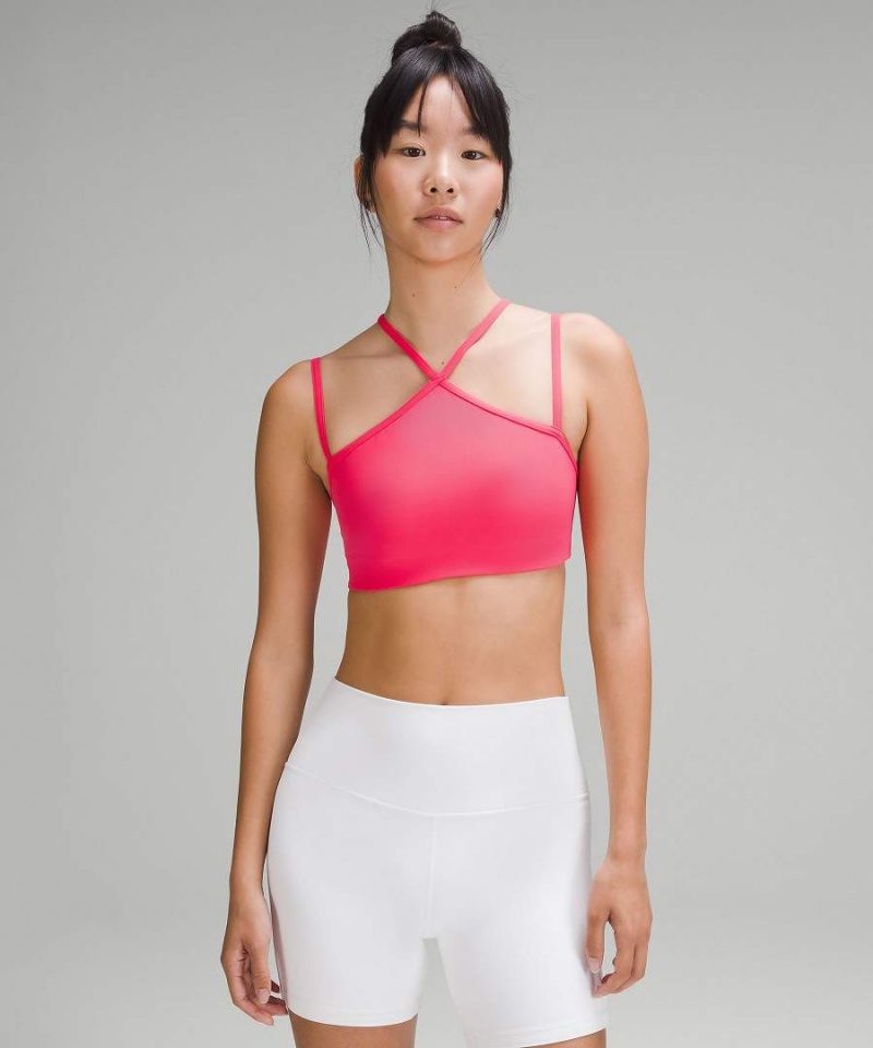 Lululemon Flow Y Riemchen Bra Nulu Light Support, A–C Cups Sport BH Damen Rot | 5204DINLT