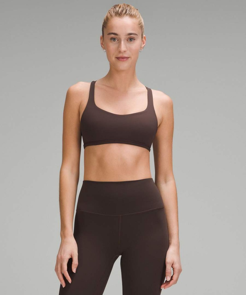 Lululemon Free to Be Bra - Wild Light Support, A/B Cup Sport BH Damen Schokolade | 7234NTLDG