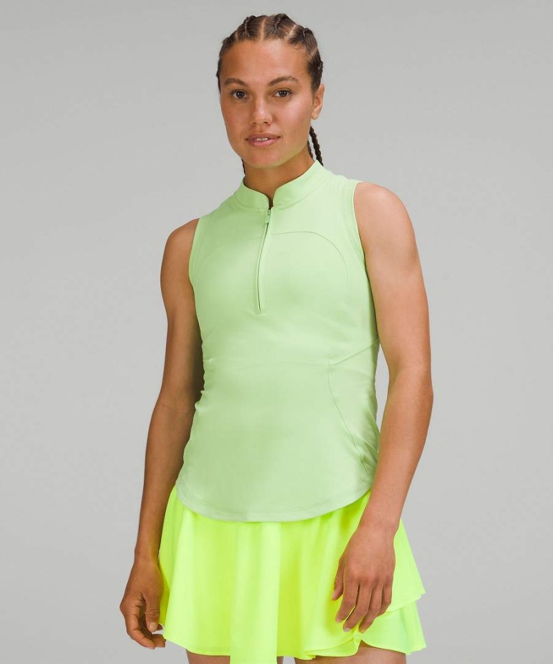 Lululemon Front-Zip Mock-Neck Tennis Tanktop Damen Grün Hell | 7654ZXJGU