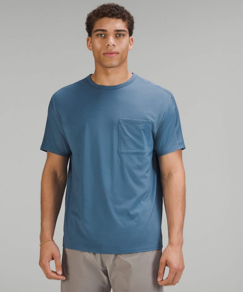 Lululemon Fundamental Pocket T-shirts Herren Blau | 3945HSOWL