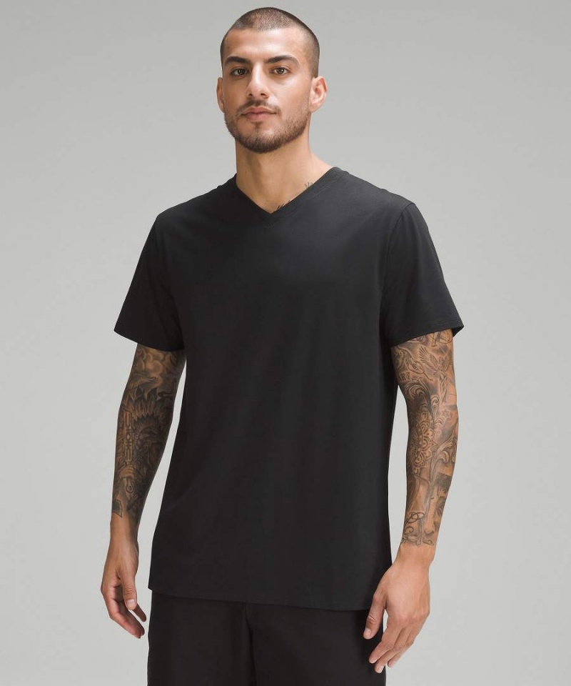 Lululemon Fundamental V-Neck T-shirts Herren Schwarz | 9728JIBOX