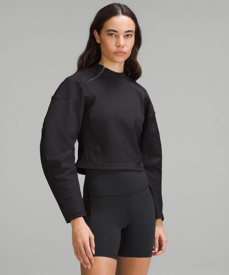 Lululemon Gerippt Luxtreme Weite-Sleeve Pullover Damen Schwarz | 6192FDYRA