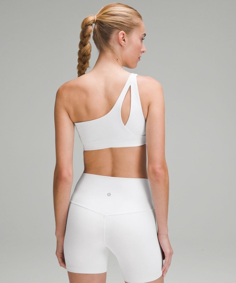 Lululemon Gerippt Nulu Asymmetrical Yoga Bra Light Support, A/B Cup Sport BH Damen Weiß | 2071KZUCH