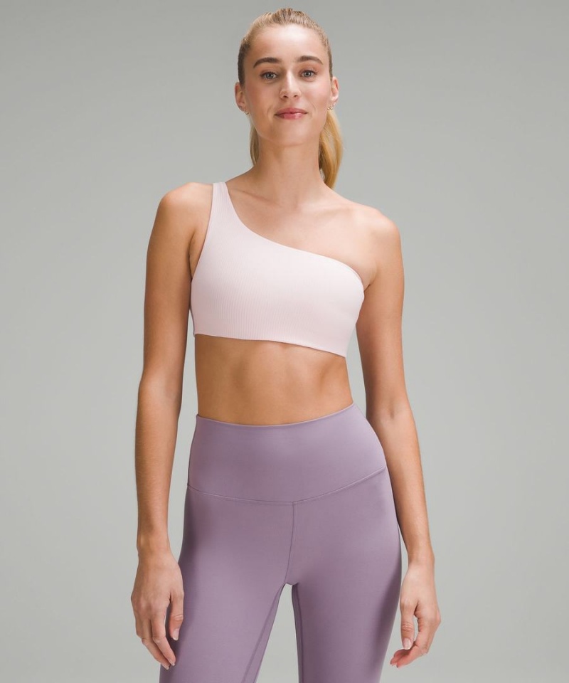 Lululemon Gerippt Nulu Asymmetrical Yoga Bra Light Support, A/B Cup Sport BH Damen Rosa | 7392CBRTY