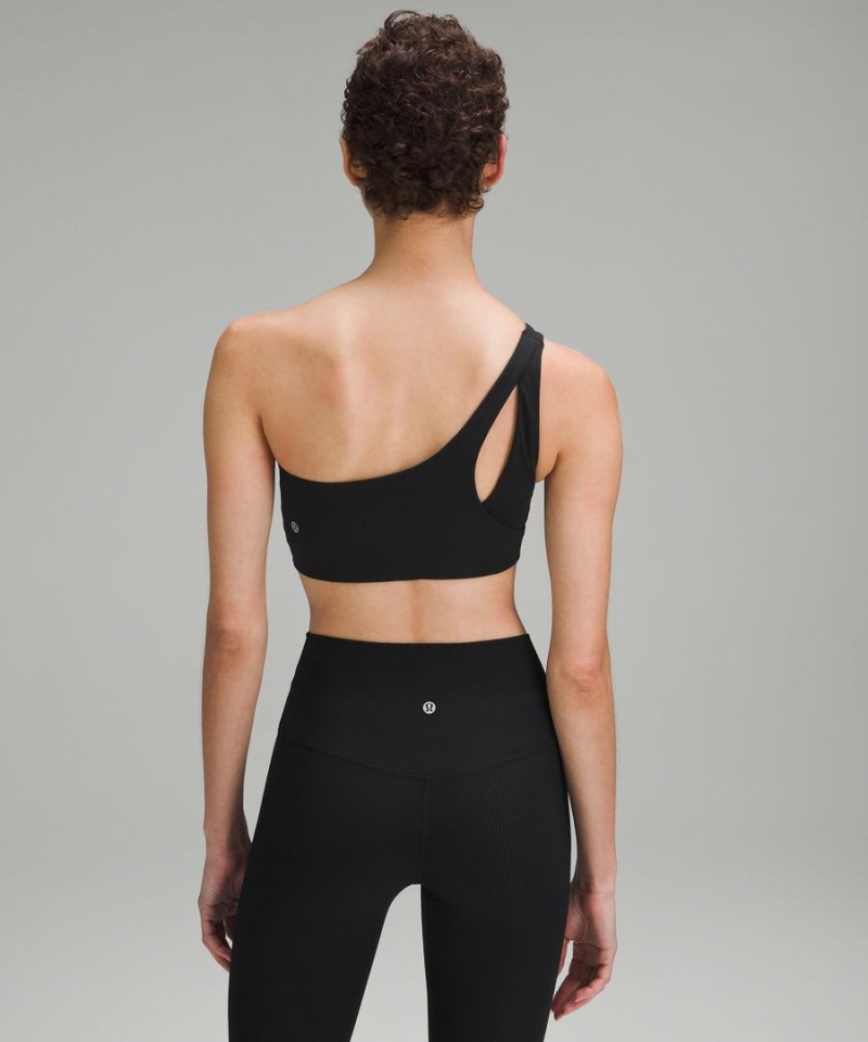 Lululemon Gerippt Nulu Asymmetrical Yoga Bra Light Support, A/B Cup Sport BH Damen Schwarz | 9201NDVTJ