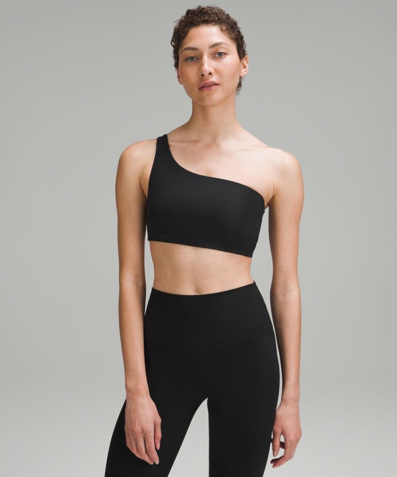 Lululemon Gerippt Nulu Asymmetrical Yoga Bra Light Support, A/B Cup Sport BH Damen Schwarz | 9201NDVTJ