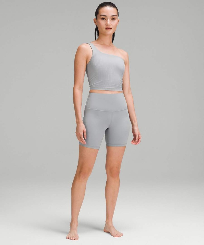 Lululemon Gerippt Nulu Asymmetrical Yoga Tanktop Damen Grau | 9046PJRED