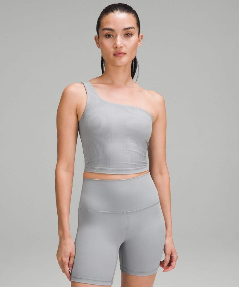 Lululemon Gerippt Nulu Asymmetrical Yoga Tanktop Damen Grau | 9046PJRED