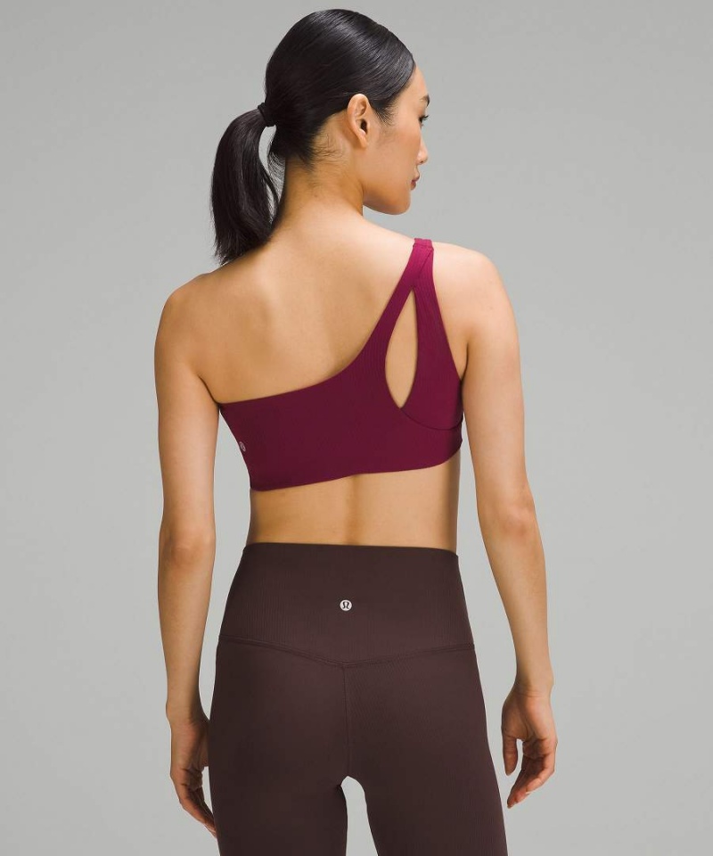 Lululemon Gerippt Nulu Asymmetrical Yoga Bra Light Support, A/B Cup Sport BH Damen Bordeaux | 0876DKUML