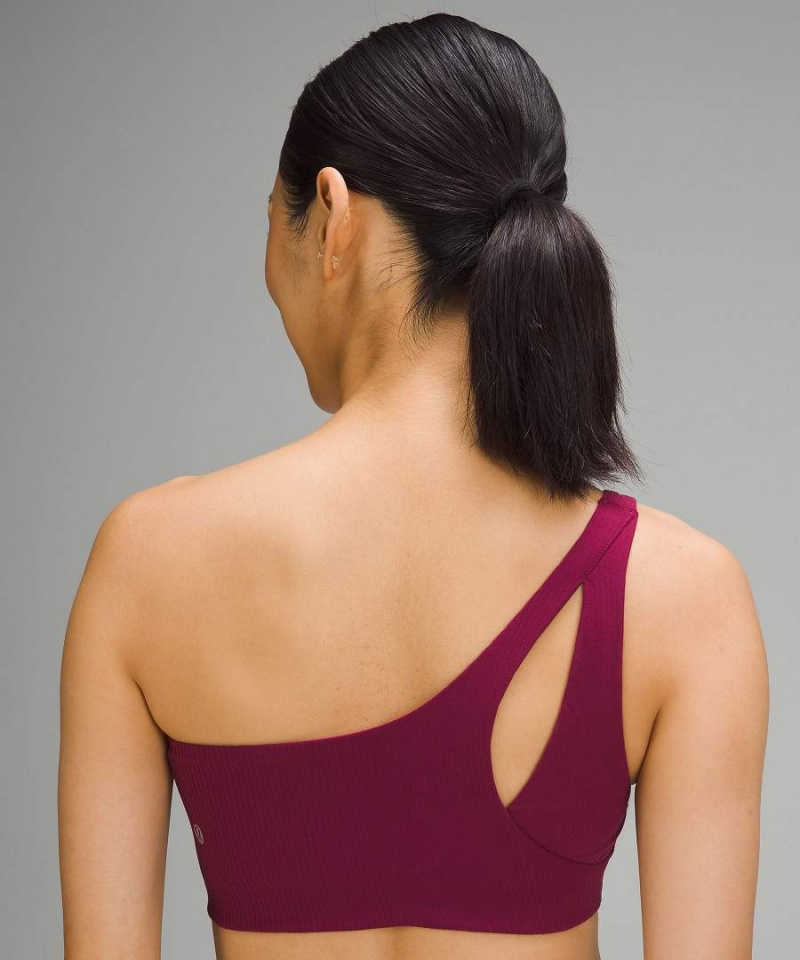 Lululemon Gerippt Nulu Asymmetrical Yoga Bra Light Support, A/B Cup Sport BH Damen Bordeaux | 0876DKUML