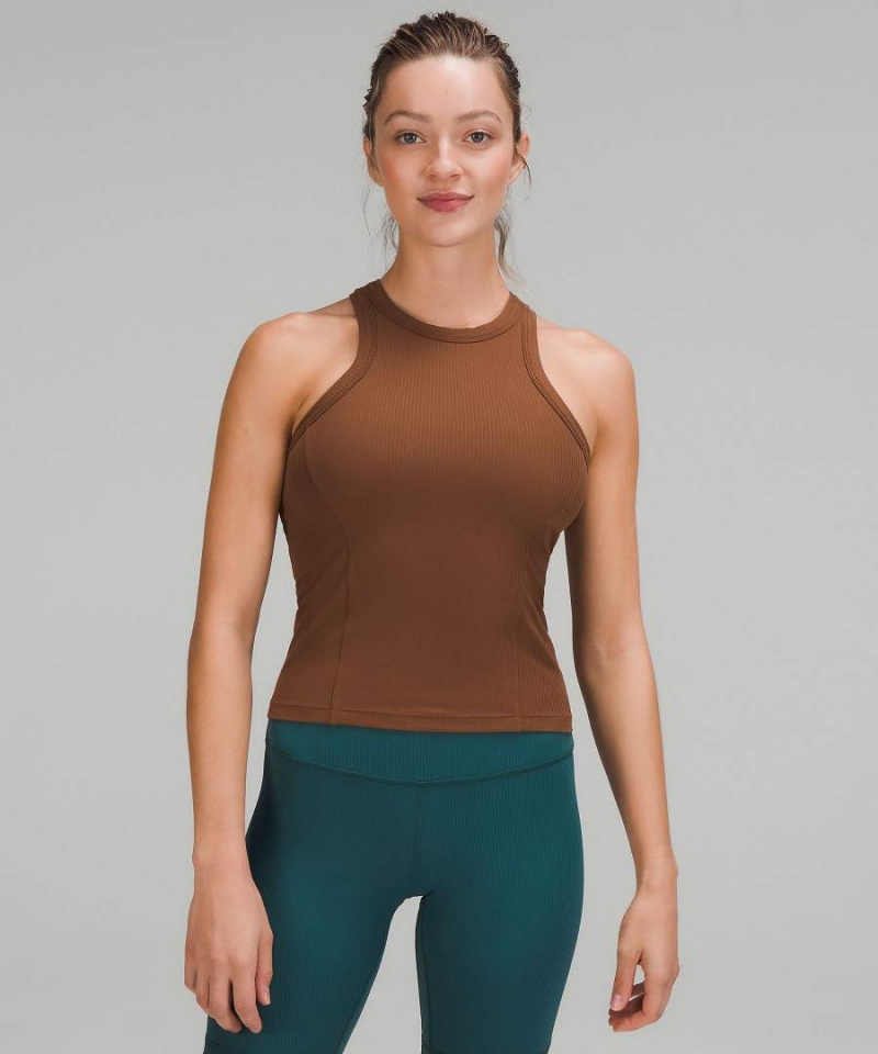 Lululemon Gerippt Nulu Racerback Yoga Tanktop Damen Braun | 9643RBJGL