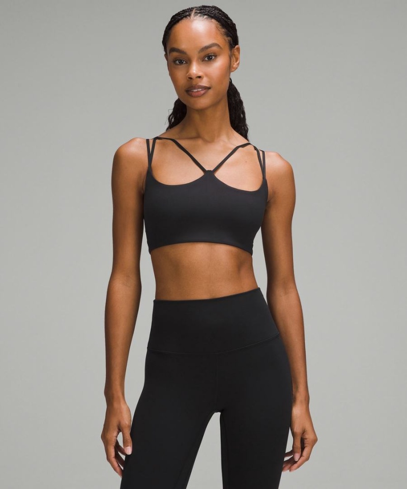 Lululemon Gerippt Nulu Riemchen Yoga Bra Light Support, A/B Cup Sport BH Damen Schwarz | 1302HPOBA