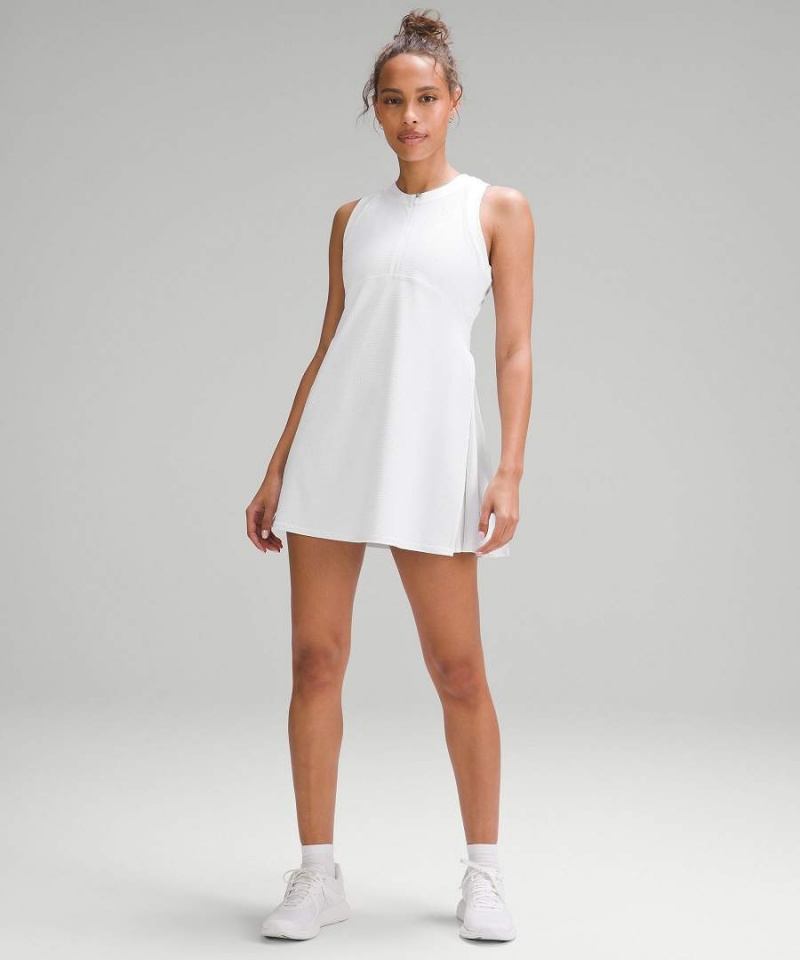 Lululemon Grid-Texture Ärmellose Tennis Kleid Damen Weiß | 2985XERAZ