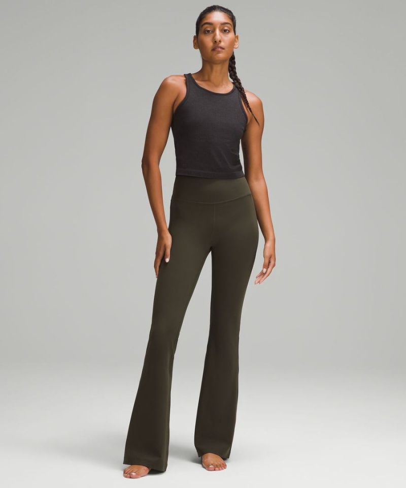 Lululemon Groove Super-High-Rise Flared Nulu Regular Leggings Damen Dunkelolivgrün | 3149ZXILB