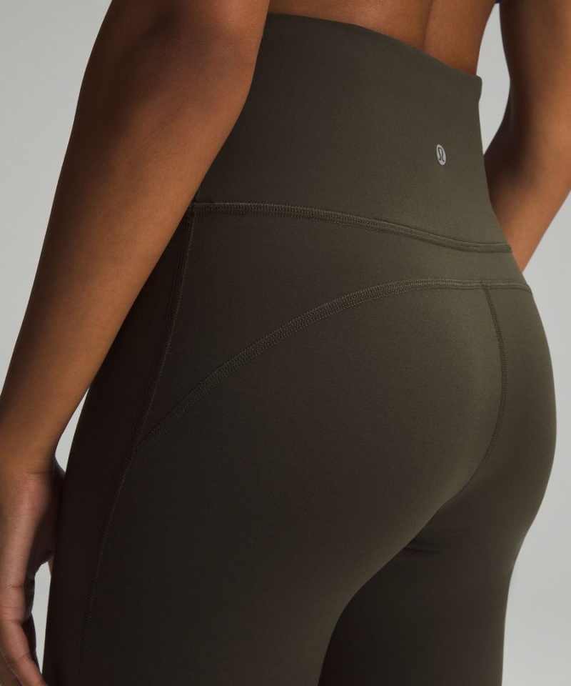 Lululemon Groove Super-High-Rise Flared Nulu Regular Leggings Damen Dunkelolivgrün | 3149ZXILB