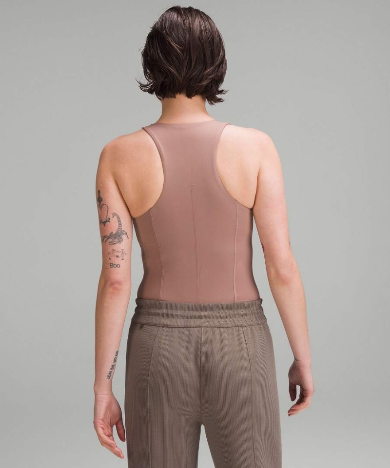 Lululemon High-Neck Tight-Fit Shelf Bodysuit Body Damen Rosa | 4390UTOGN