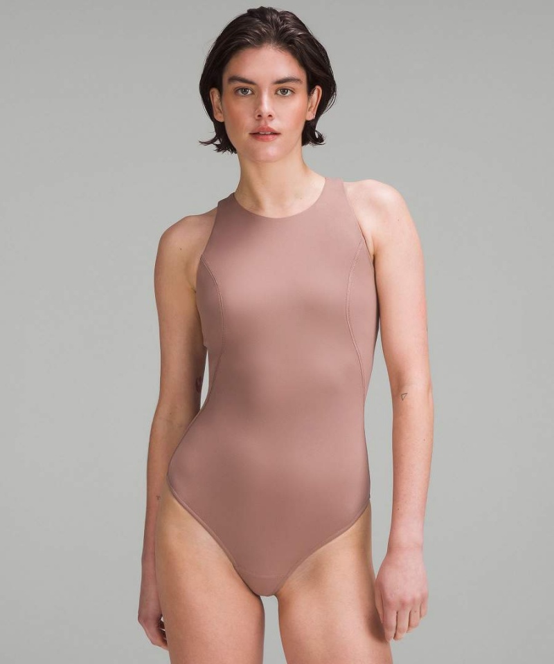 Lululemon High-Neck Tight-Fit Shelf Bodysuit Body Damen Rosa | 4390UTOGN