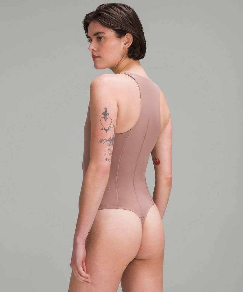 Lululemon High-Neck Tight-Fit Shelf Bodysuit Body Damen Rosa | 4390UTOGN