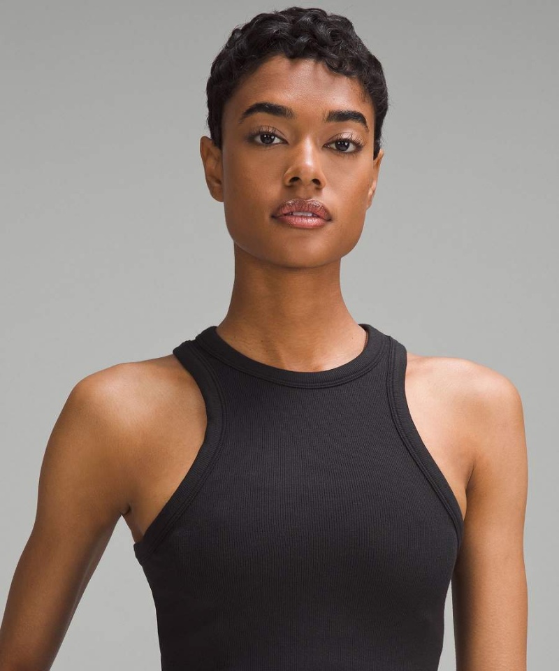 Lululemon Hold Tight Cropped Tanktop Damen Schwarz | 3467XAIMJ