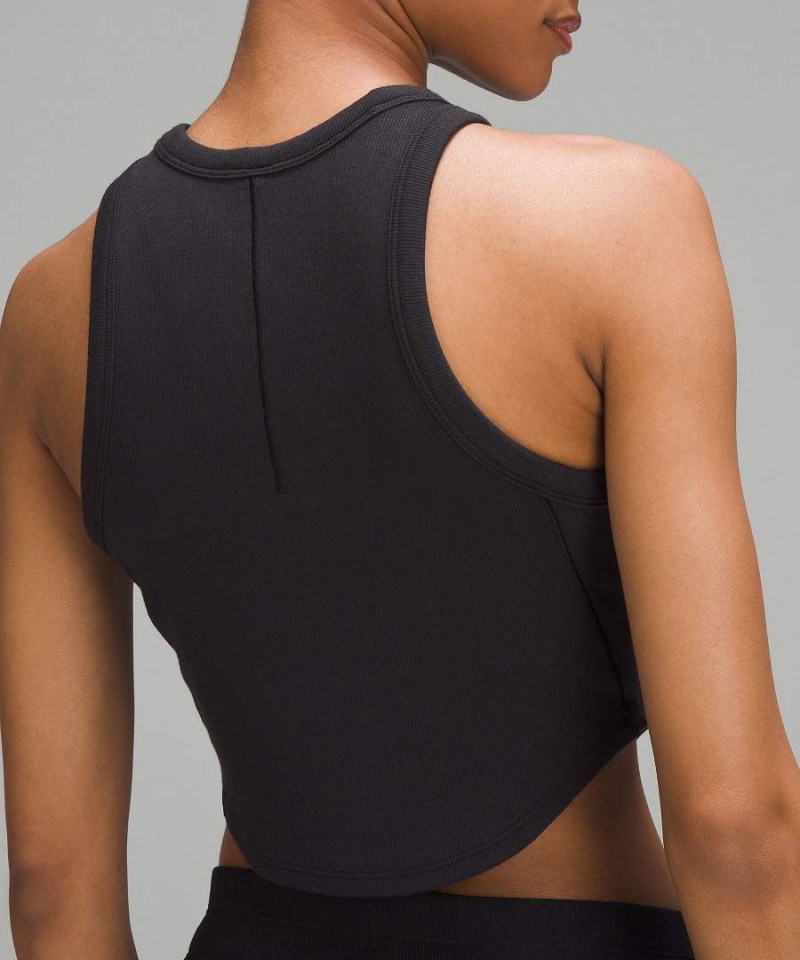 Lululemon Hold Tight Cropped Tanktop Damen Schwarz | 3467XAIMJ