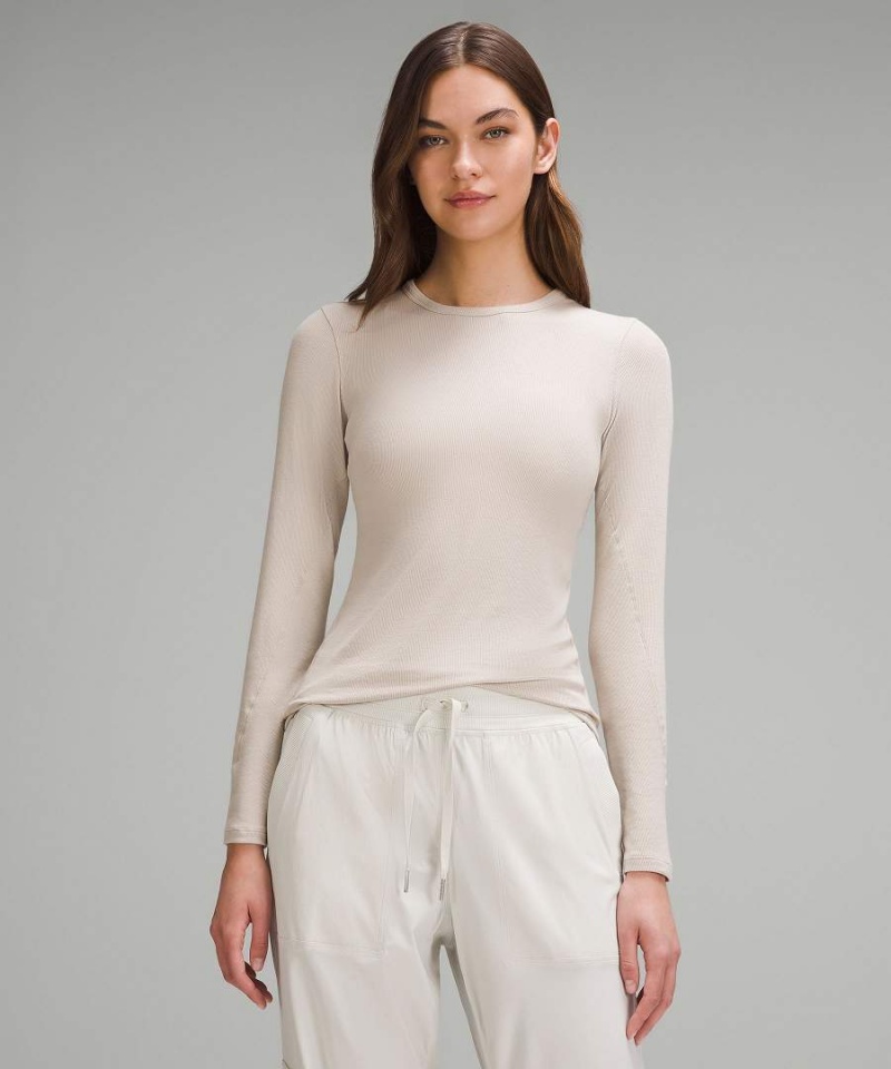 Lululemon Hold Tight Langarmhemd Damen Beige | 8721LOMXH