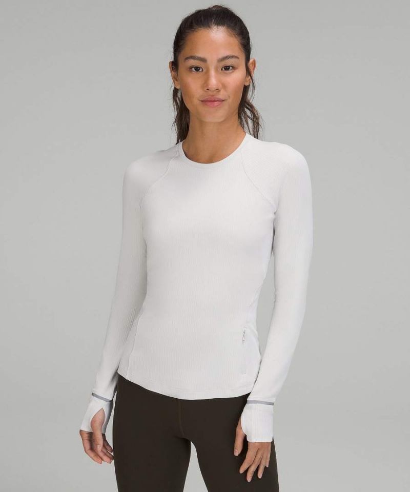 Lululemon It\'s Rulu Gerippt Langarmhemd Damen Weiß | 5310YZSHC