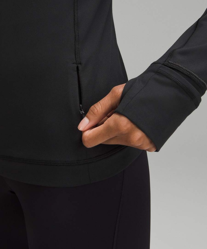 Lululemon It's Rulu Half Zip Langarmhemd Damen Schwarz | 9278MORAP