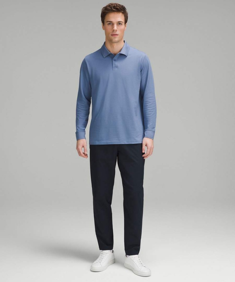 Lululemon Klassische-Fit Pique Long-Sleeve Polo Shirts Herren Blau | 3219PETUX