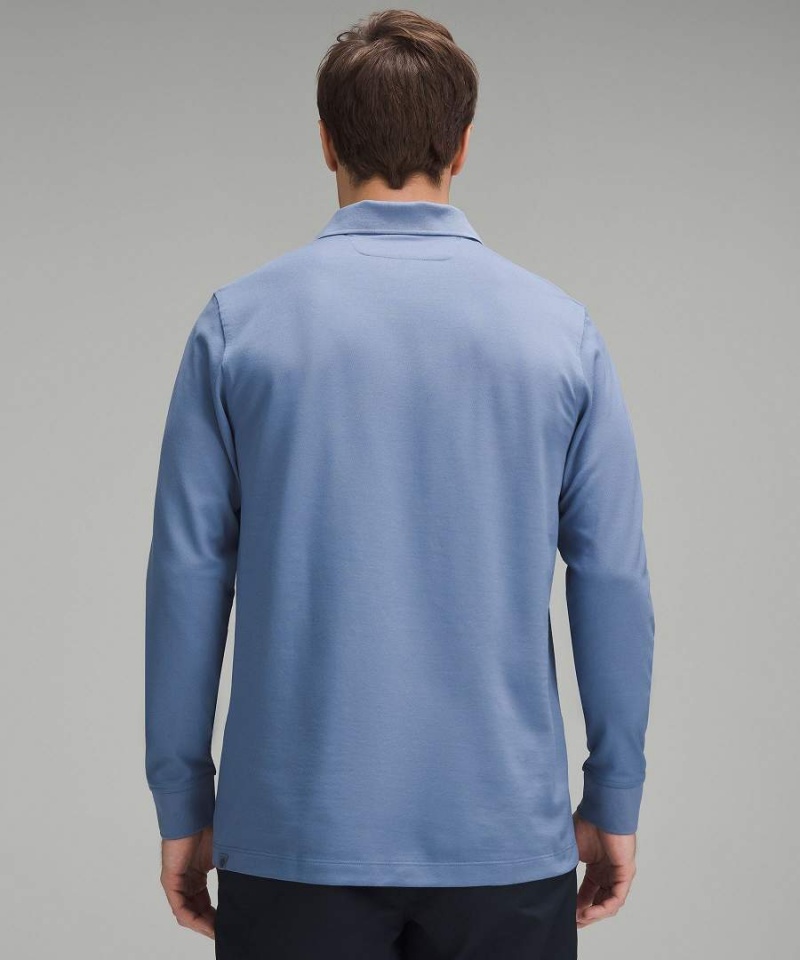 Lululemon Klassische-Fit Pique Long-Sleeve Polo Shirts Herren Blau | 3219PETUX