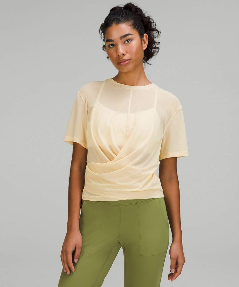 Lululemon Laufschuhe Mesh Reversible Yoga T-shirts Damen Beige | 4816CLFAG