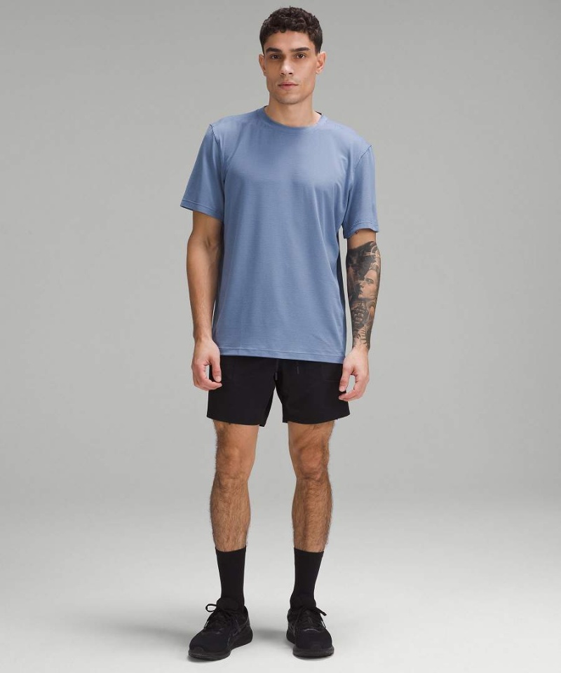 Lululemon License to Train Relaxed Kurzes-Sleeve T-shirts Herren Blau | 0312AFGPL