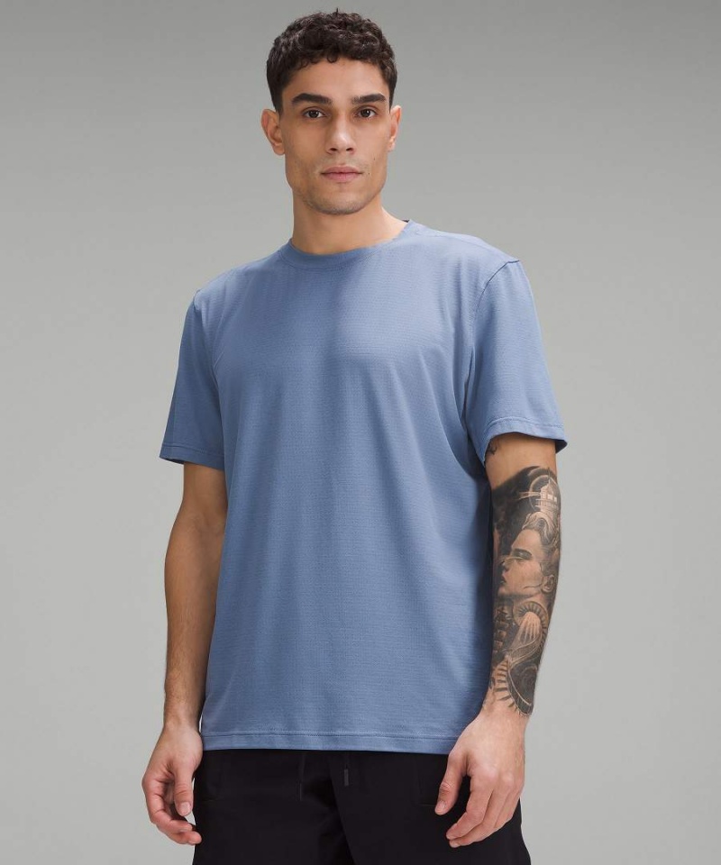 Lululemon License to Train Relaxed Kurzes-Sleeve T-shirts Herren Blau | 0312AFGPL