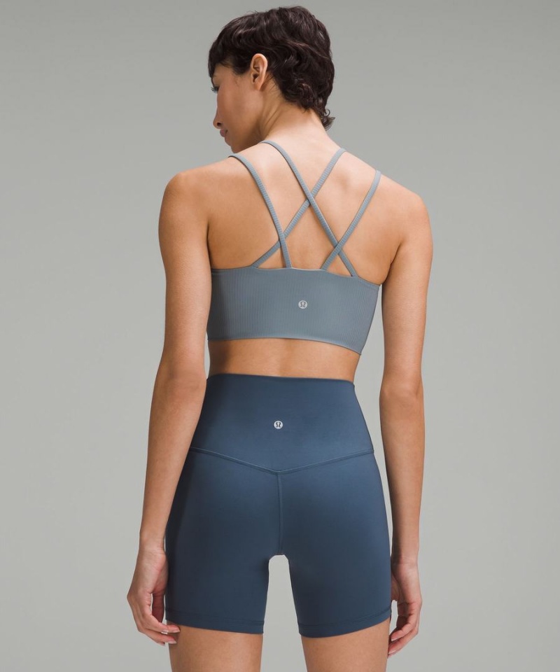 Lululemon Like a Cloud Gerippt Longline Bra Light Support, B/C Cup Sport BH Damen Blau | 6457HJBEC