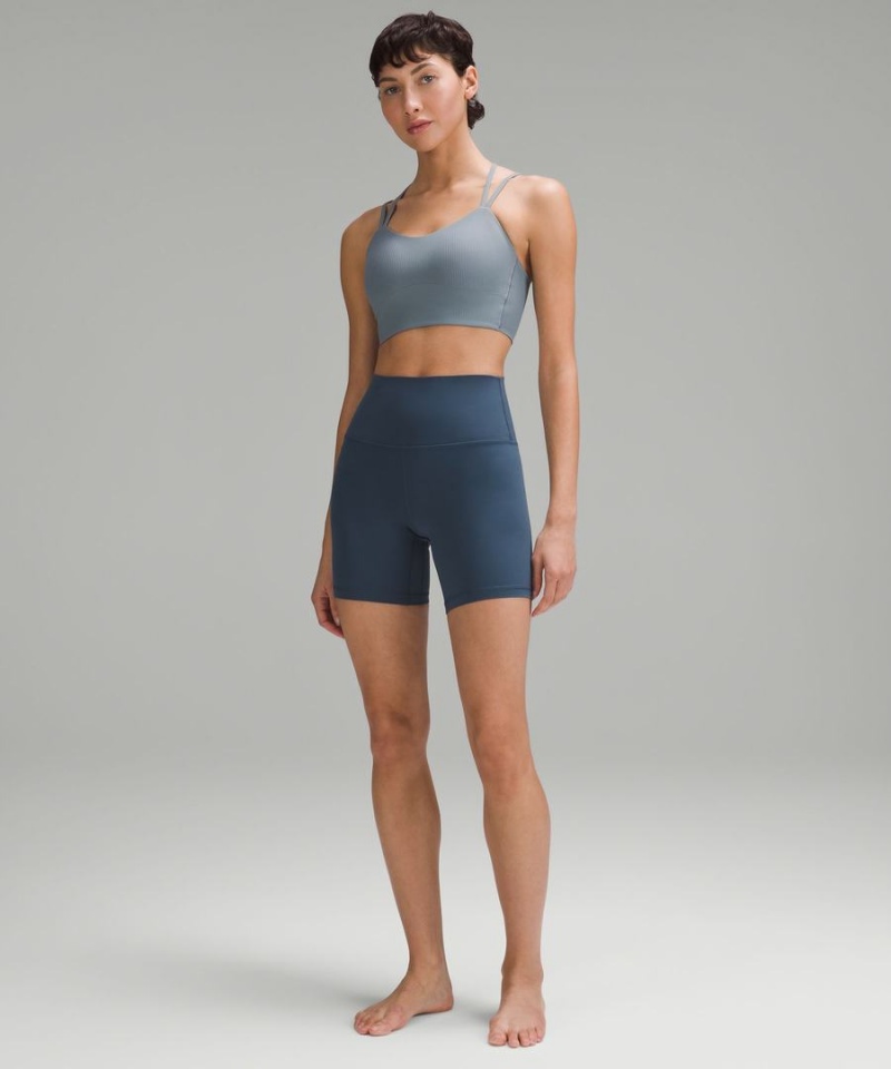 Lululemon Like a Cloud Gerippt Longline Bra Light Support, B/C Cup Sport BH Damen Blau | 6457HJBEC