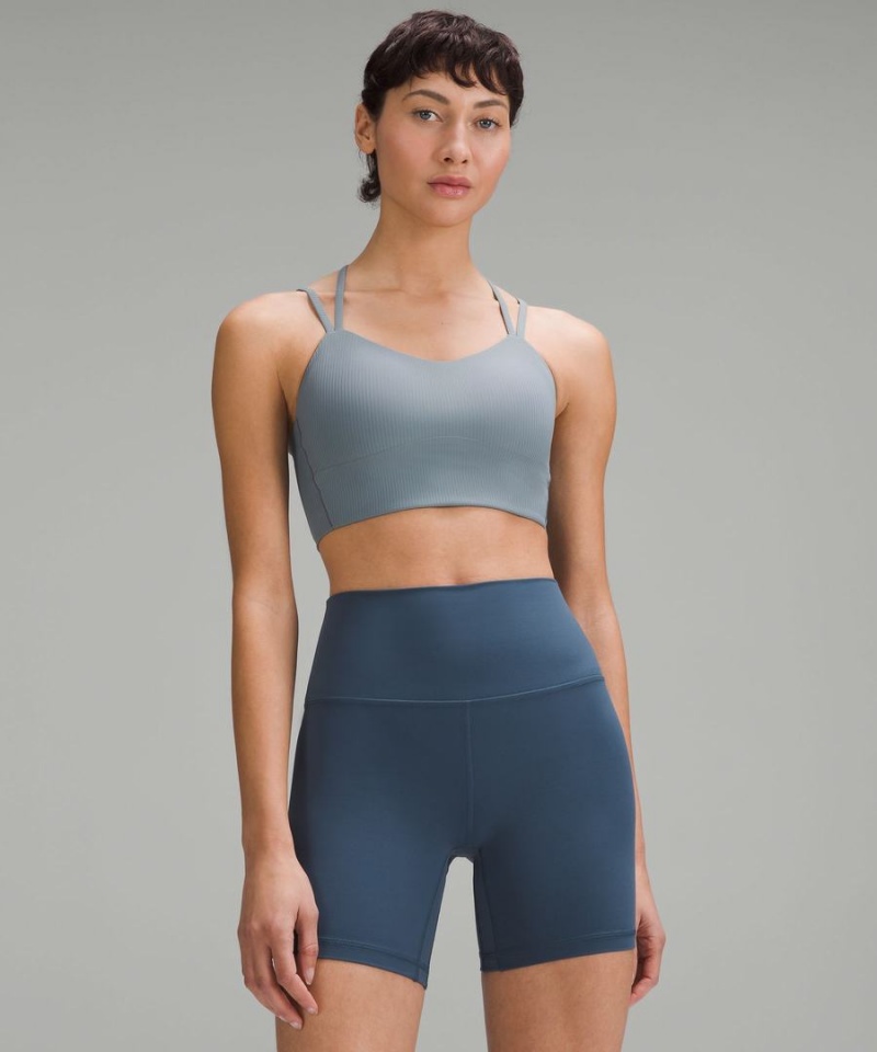 Lululemon Like a Cloud Gerippt Longline Bra Light Support, B/C Cup Sport BH Damen Blau | 6457HJBEC