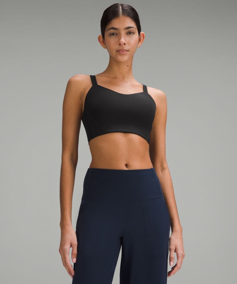 Lululemon Like a Cloud Gerippt Longline Bra Light Support, B/C Cup Sport BH Damen Schwarz | 3568RNEKF