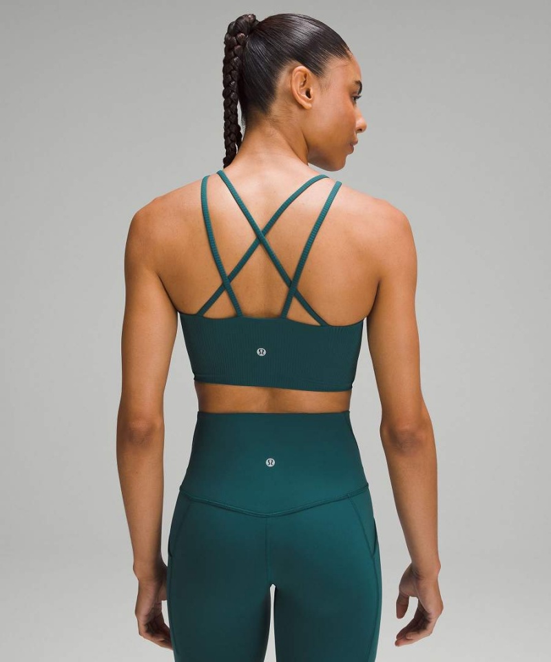 Lululemon Like a Cloud High-Neck Longline Gerippt Bra Light Support, B/C Cup Sport BH Damen Türkis | 3590CKPGF