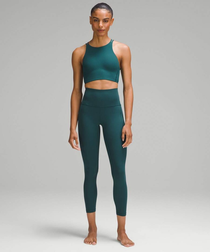 Lululemon Like a Cloud High-Neck Longline Gerippt Bra Light Support, B/C Cup Sport BH Damen Türkis | 3590CKPGF