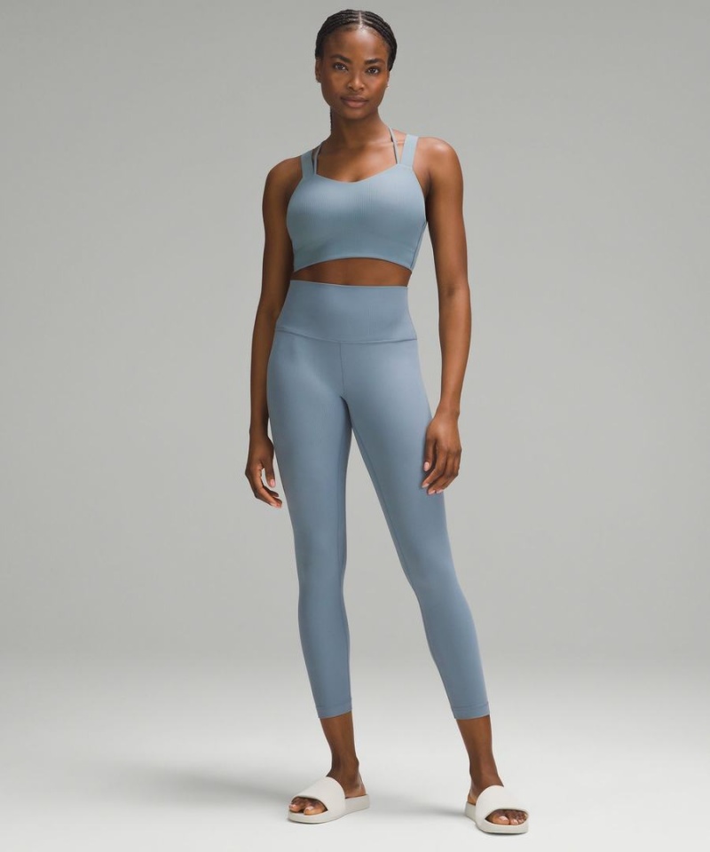 Lululemon Like a Cloud Longline Gerippt Bra Light Support, D/DD Cups Sport BH Damen Blau | 1703BDAOM