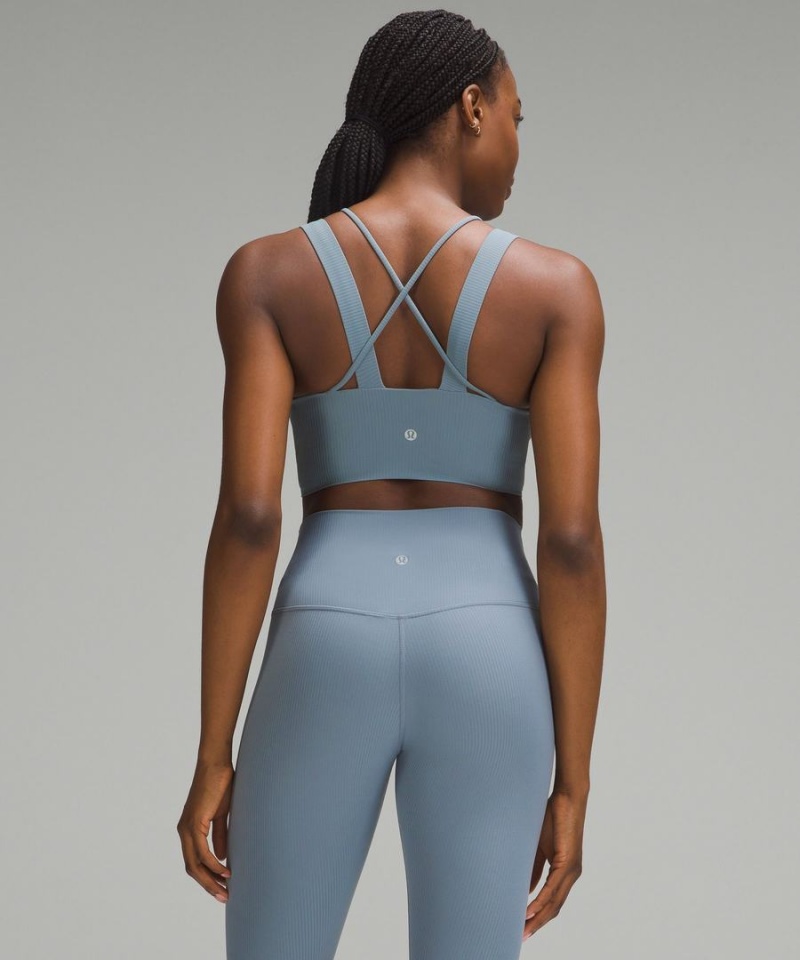 Lululemon Like a Cloud Longline Gerippt Bra Light Support, D/DD Cups Sport BH Damen Blau | 1703BDAOM