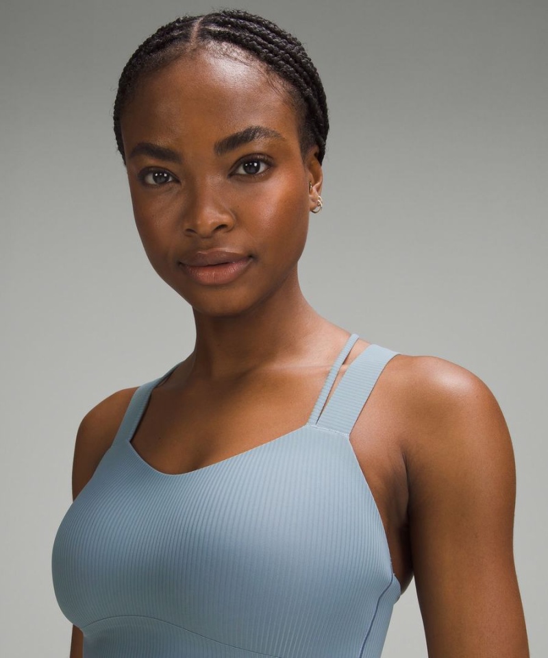 Lululemon Like a Cloud Longline Gerippt Bra Light Support, D/DD Cups Sport BH Damen Blau | 1703BDAOM