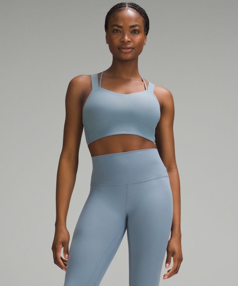 Lululemon Like a Cloud Longline Gerippt Bra Light Support, D/DD Cups Sport BH Damen Blau | 1703BDAOM