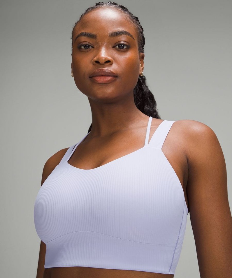 Lululemon Like a Cloud Longline Gerippt Bra Light Support, D/DD Cups Sport BH Damen Lila | 6590MYUSK