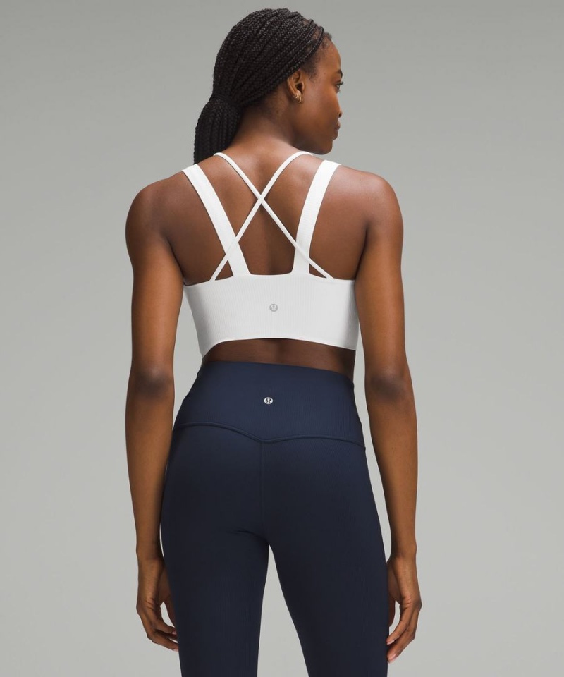 Lululemon Like a Cloud Longline Gerippt Bra Light Support, D/DD Cups Sport BH Damen Weiß | 6457YSTXO