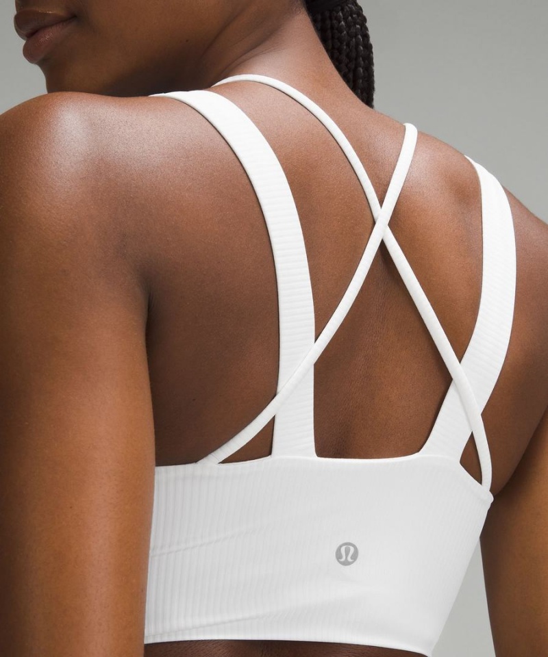 Lululemon Like a Cloud Longline Gerippt Bra Light Support, D/DD Cups Sport BH Damen Weiß | 6457YSTXO