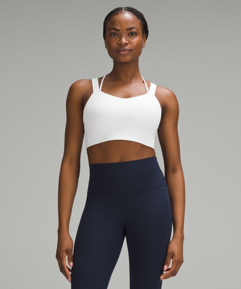 Lululemon Like a Cloud Longline Gerippt Bra Light Support, D/DD Cups Sport BH Damen Weiß | 6457YSTXO